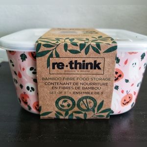 Rethink Halloween Food Containers/ Storage Containers. Green/Pink/Black